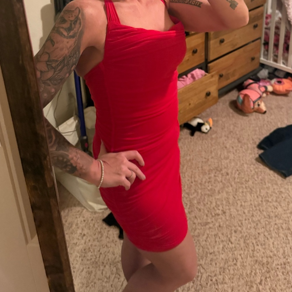 Amazon Vibrant Red Backless Dress